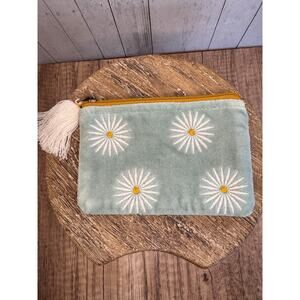 Spring Coin Purse 6 x 4 in Makeup Bag Cotton Pouch Dandelion Light Blue NEW
